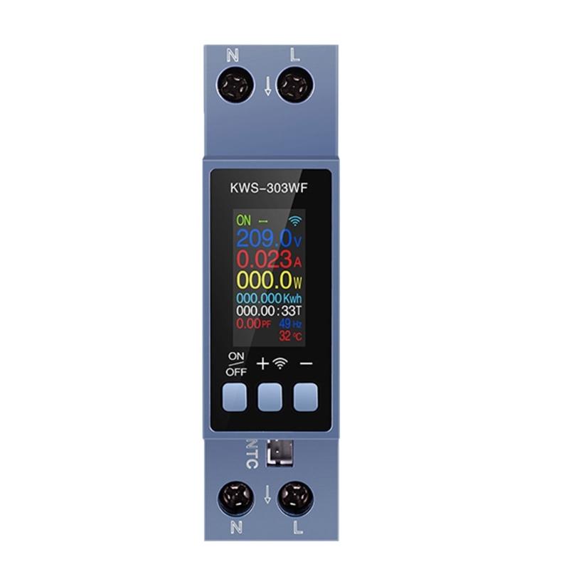 Din Rail Monitors Multifunction Power Energy Tester with TFT Color Screen AC85-290V 40A Voltage Current Testing Meter