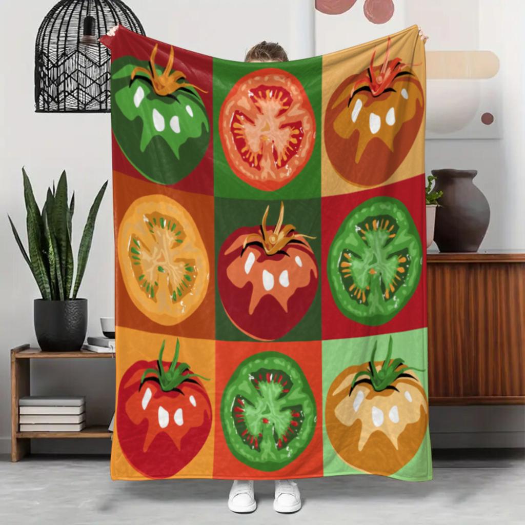 1 Colorful Fruit Pattern Flannel Blanketsoft and Warm Perfect for Home Décor Bed Camping or Travel Christmas Multiple Sizes