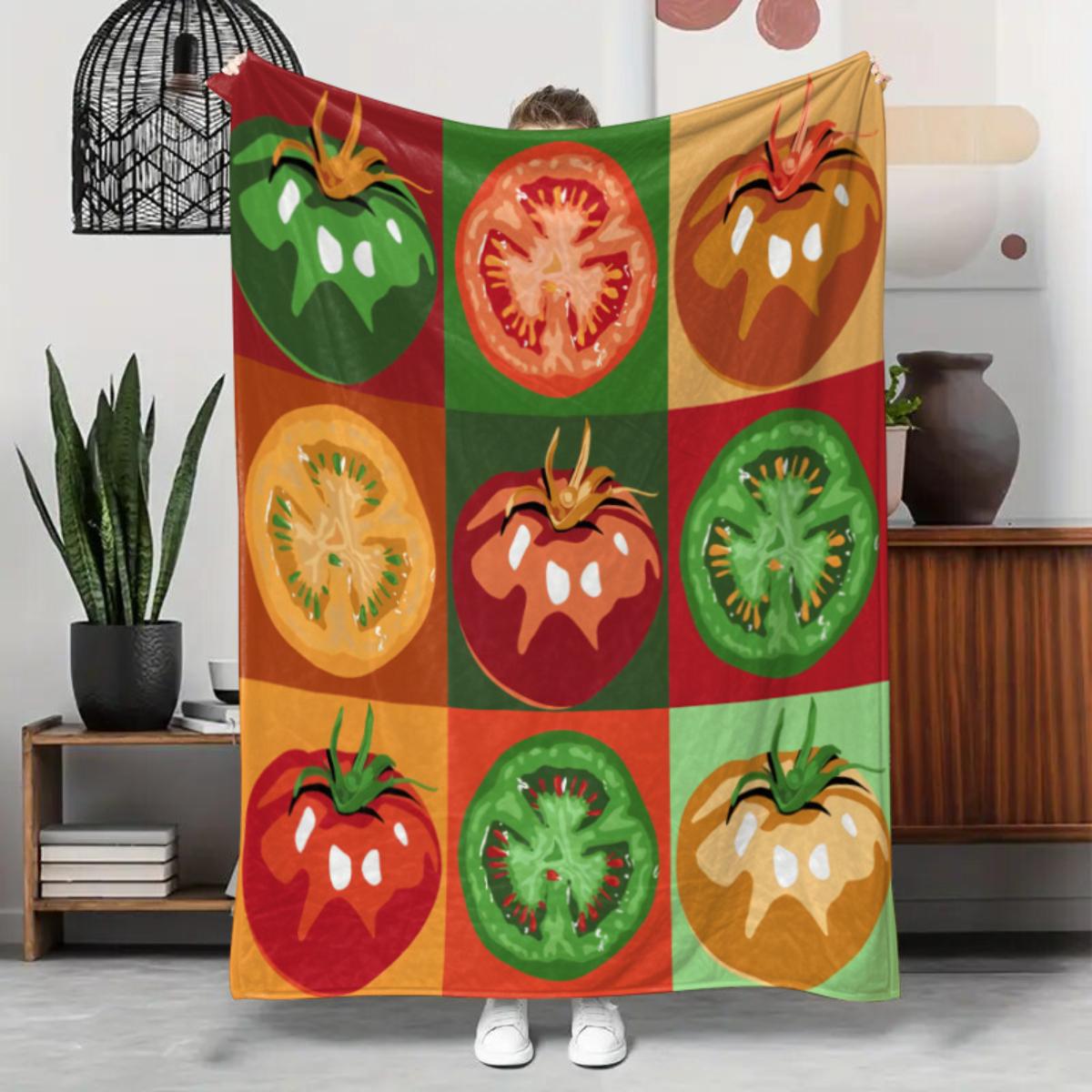 

1 colorful fruit pattern flannel blanketsoft and warm perfect for home décor bed camping or travel Christmas Multiple sizes 75x100cm