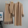 Set Casual da Donna in Maglia a Tre Pezzi Cardigan Temperamento Casual Maglione Gilet Pantaloni a Gamba Larga Set per Donne