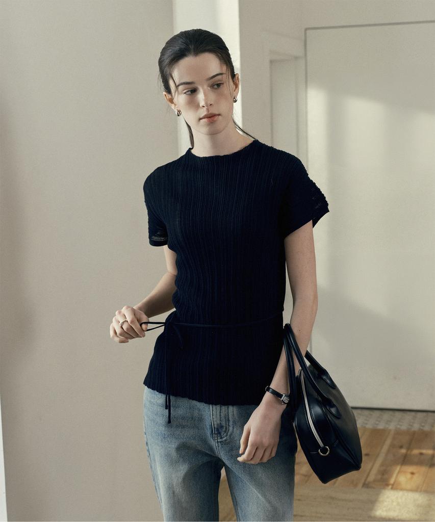 JUCYJUDY Belted Pleated Knit Top J1Kt321I