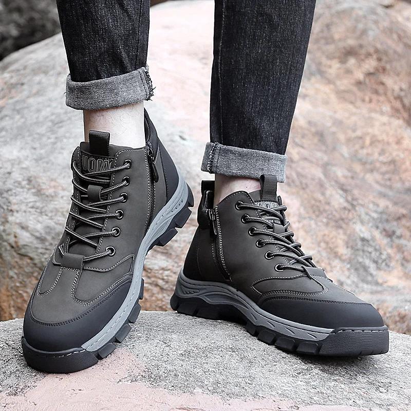 Fashion Men ankle Boots lace up Winter Shoes Mans Footwear Warm Fur Snow Boots Ankle Botas Hombre Winter Boots Men Plush Winter Sneakers