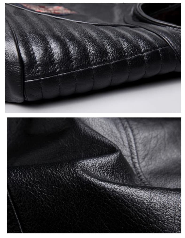 CNPLOPANSS Genuine Leather Motorcycle Sheepskin Cowhide Leather Rider Business Solid Cold Weather Plus Size Men's Jacket, Jacket, Jacket, Leather,