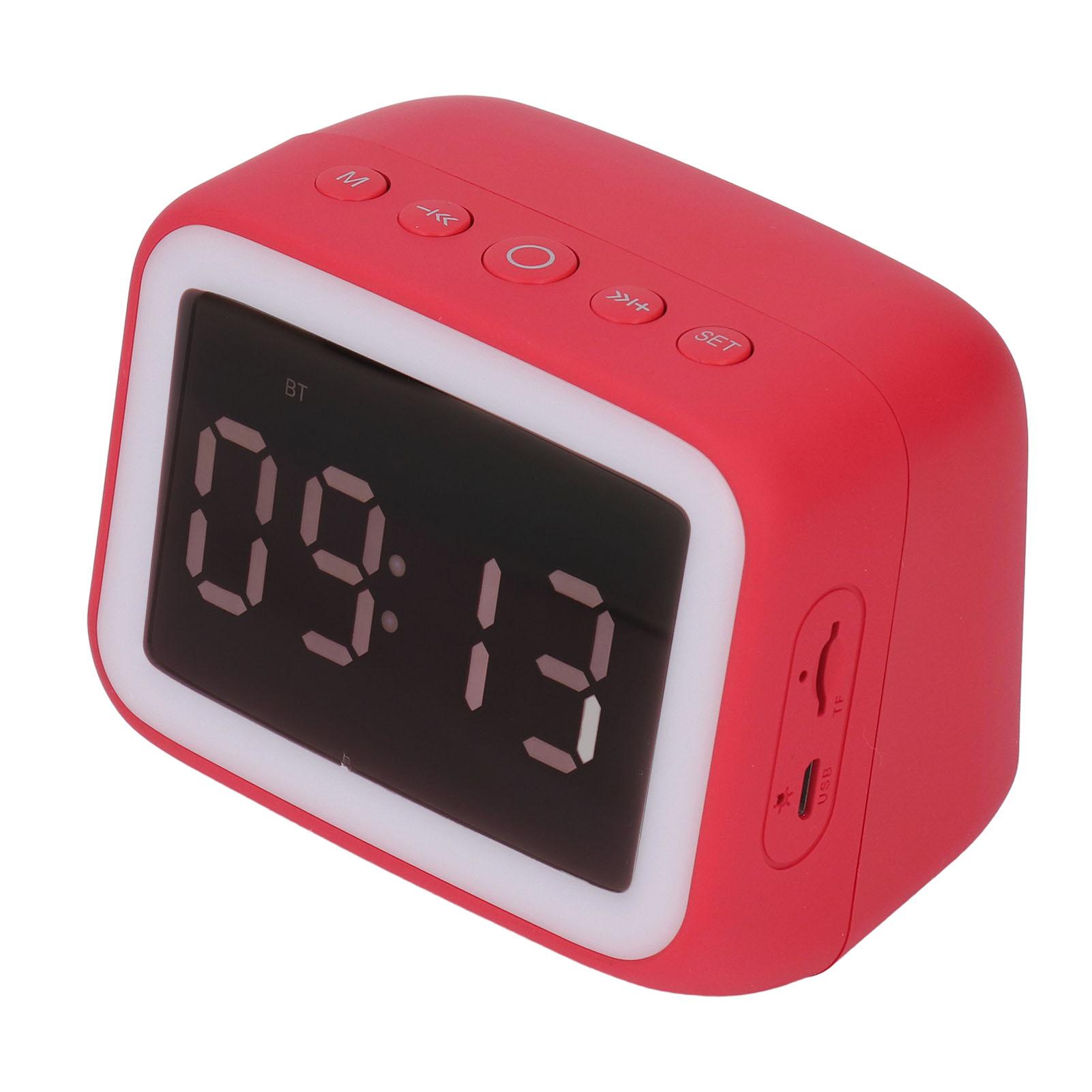 

Будильник Беспроводные колонки Музыка Воспроизведение Ночник Зеркало Цифровой будильник с FM-радио красный