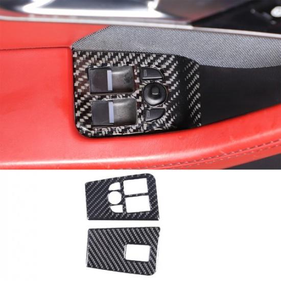 Carbon Fiber Window Lift Switch Button Decor Sticker For Jaguar F-TYPE 2013-22