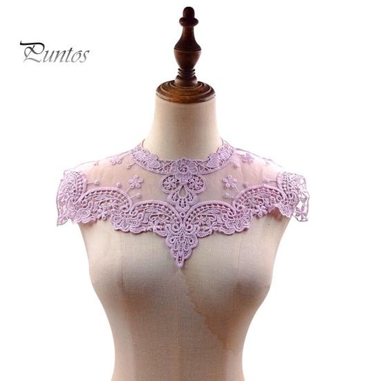 Lace Embroidered Fake Collar Hollow See-through Lace Flower Pattern False Collar Lace Embellished Clothing Accessory
