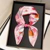 Sweet Fashion Fruit Printing Imitation Silk Square Scarf Spring Korean Small Fresh Thin Professional Wear Temperament Scarf Wholesale
