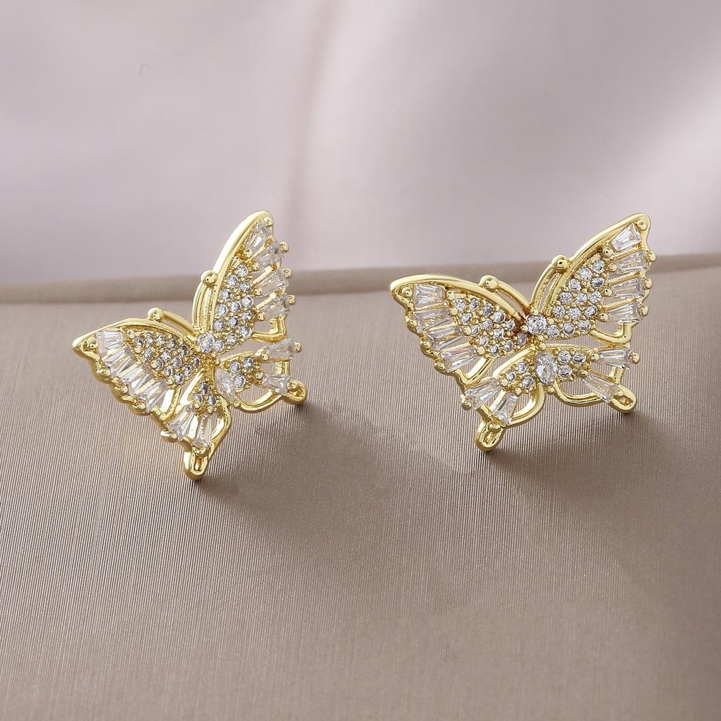 Hollowed-out Bow-shaped Stud Earrings - Butterfly-shaped Earrings for Women, High-end and Luxurious Zirconia Earrings