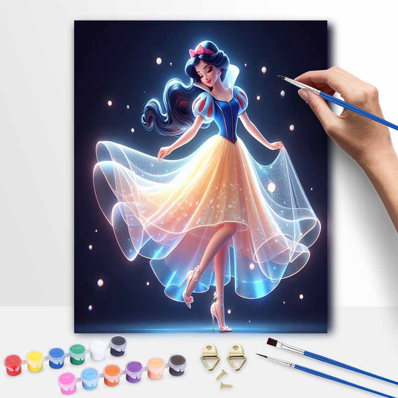 Disney Snow White Oil Painting Kit Home Bedroom Wall Decor Handmade Gift Sparkling Princess Art Craft DIY Painting Project Modern Decor