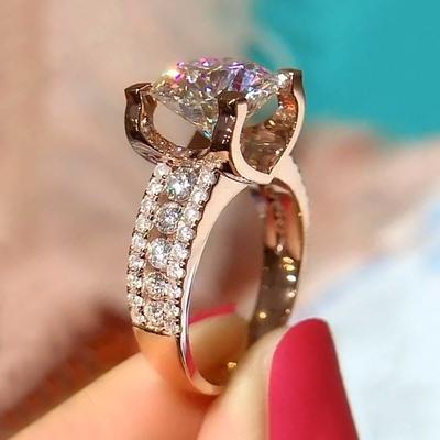 New Wedding Bands Ring for Women Fashion Rose Gold Color Finger Ring Engagement Party Luxury Accessories High Quality Jewelry