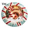 Soft Crystal Velvet Mat 3D Optical Illusion Round Christmas Rug, Cute Santa Claus Floor Mat, Holiday Area Carpet Vivid Printed Circular for