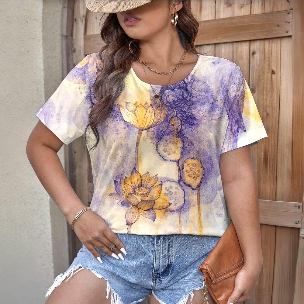 Summer Fashion Floral 3D Print Women Streetwear Casual Short Sleeve T Shirt O-neck Tees Tops Clothing