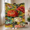 1pc Rococo Floral Printed Flannel Blanket: Lightweight And Breathable, Soft And Comfortable, Suitable for All Seasons, Perfect for Home, Office, Sofa,