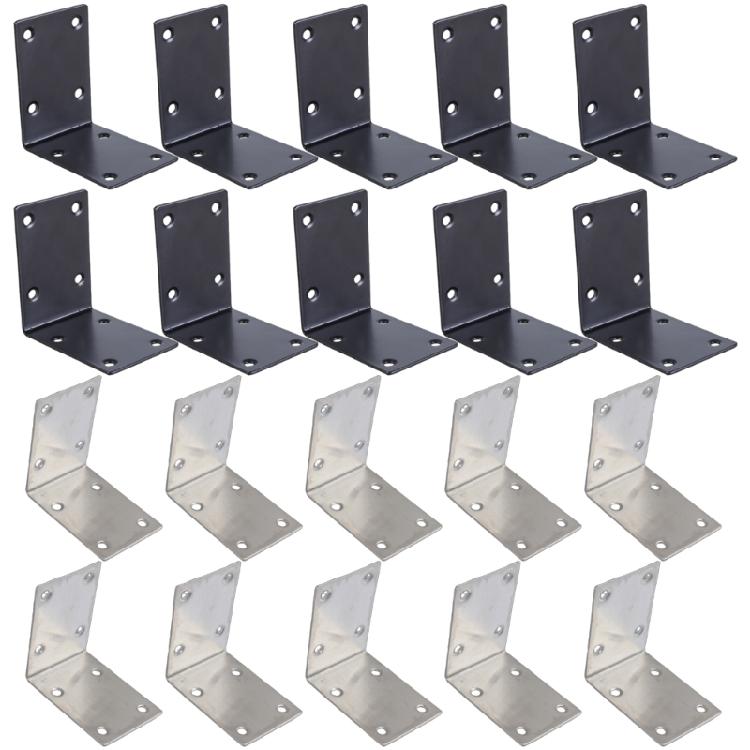 10pcs Heavy Duty Steel L Angles Brackets with Not rusts Coating Wood Shelf Support Outdoor Metal Brackets set for Wood