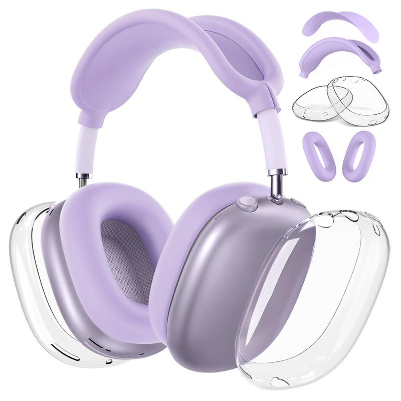 4-in-1 Protective Case Set for AirPods Max 1/2 - Clear Earcups + Silicone Headband and Earpads