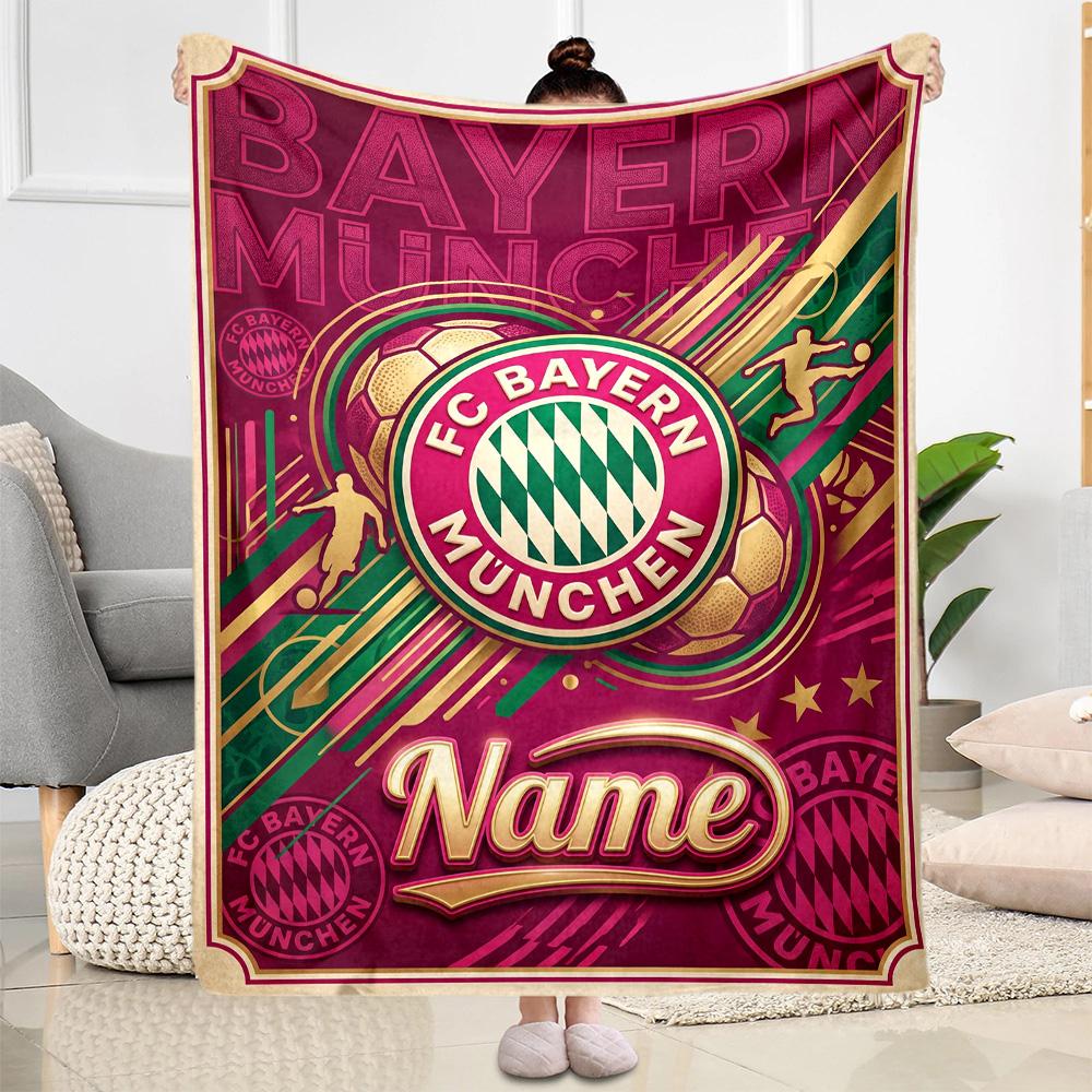 Bayern Munich Stadium Night Personalized Name Blanket Throw Customizable Blanket Warmthful Decor for Nap Couch Livingroom Chair Four Seasons Universal