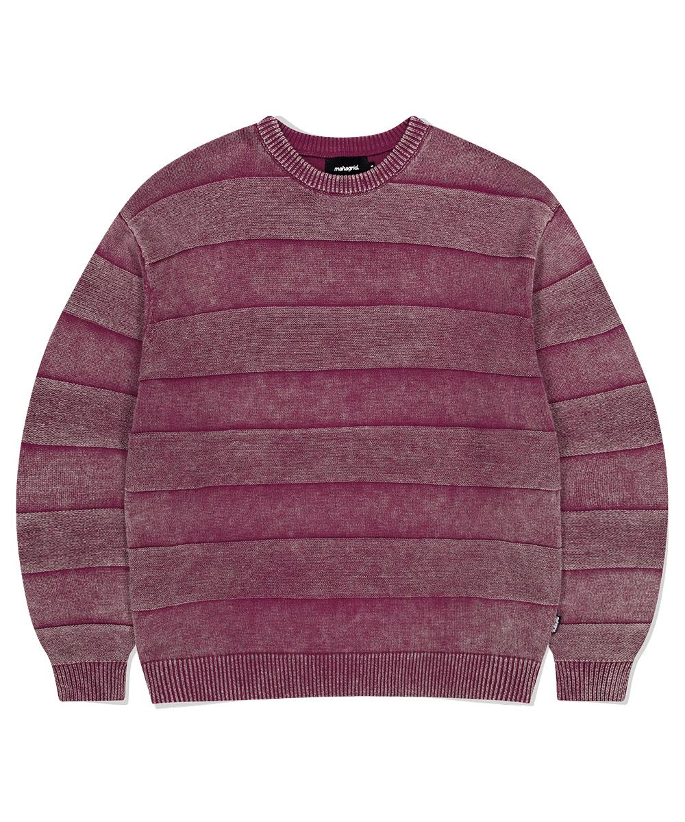 Maha Grid Washed Stripe Knit Pink(Mg2Esmk600A) Pink/L