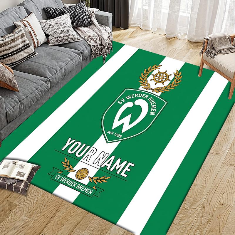 Custom Name SV Werder Bremen Flannel Pattern Square Carpet,Area Rug,Carpet Rug for Living Room Bedroom Sofa Playroom Decor,Non-slip Floor Mat