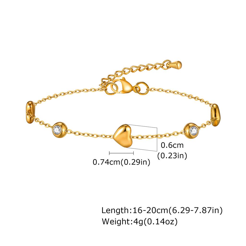 Pearl With Zirconia Beaded Bracelets for Women, Link Chain Bracelet,18k Gold Plated Stack Adjustable Jewelry