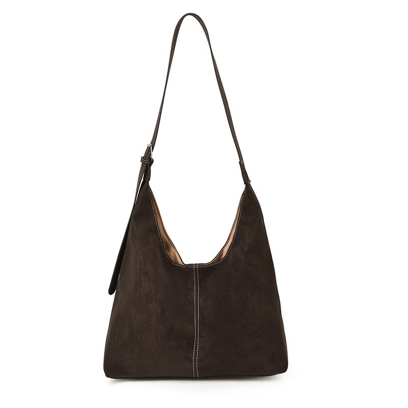

2026 New Fashi Casual Tote Faux Suede Solid Color Large Capacity Commuting Shoulder Bags Retro Waterproof Durable Bags кавовий