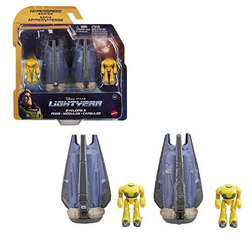Mattel Disney Pixar Lightyear Hyperspeed Series Zyclops Space Pod Battle Damage & Zyclops Figure, 3.78" Long, 1.75" Vehicle, Figure Toy, Ages 4 and Up