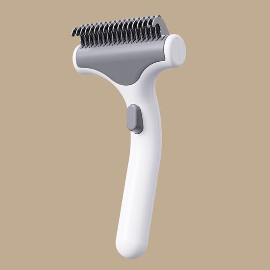 Pet Detangling Comb for Cats Dogs Double-Sided Knot-Opening And Hair Removal Grooming Tool with Self-Cleaning Button Non-Slip Handle Tangle-free Pet