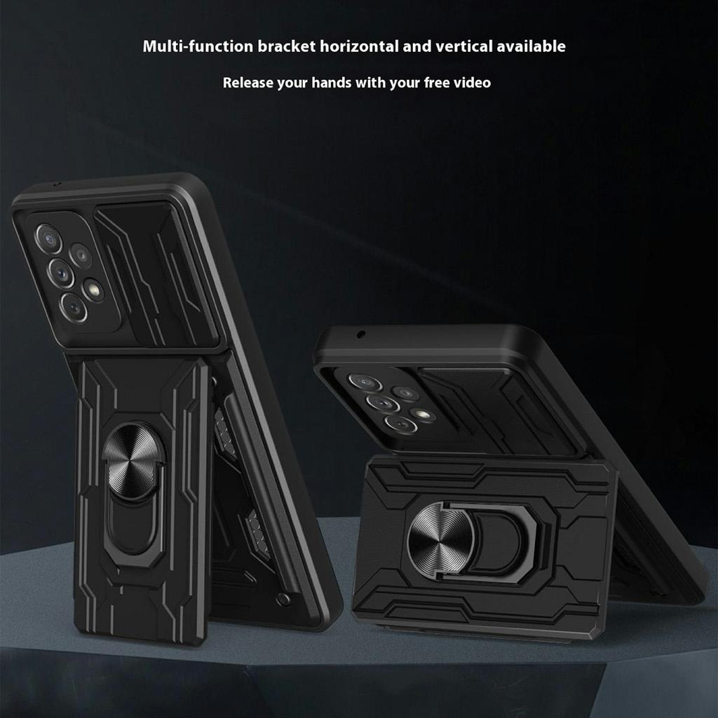 For Samsung Galaxy A23 5G (Global Version)/A23 4G Case PC + TPU Kickstand Phone Back Cover with Camera Slider