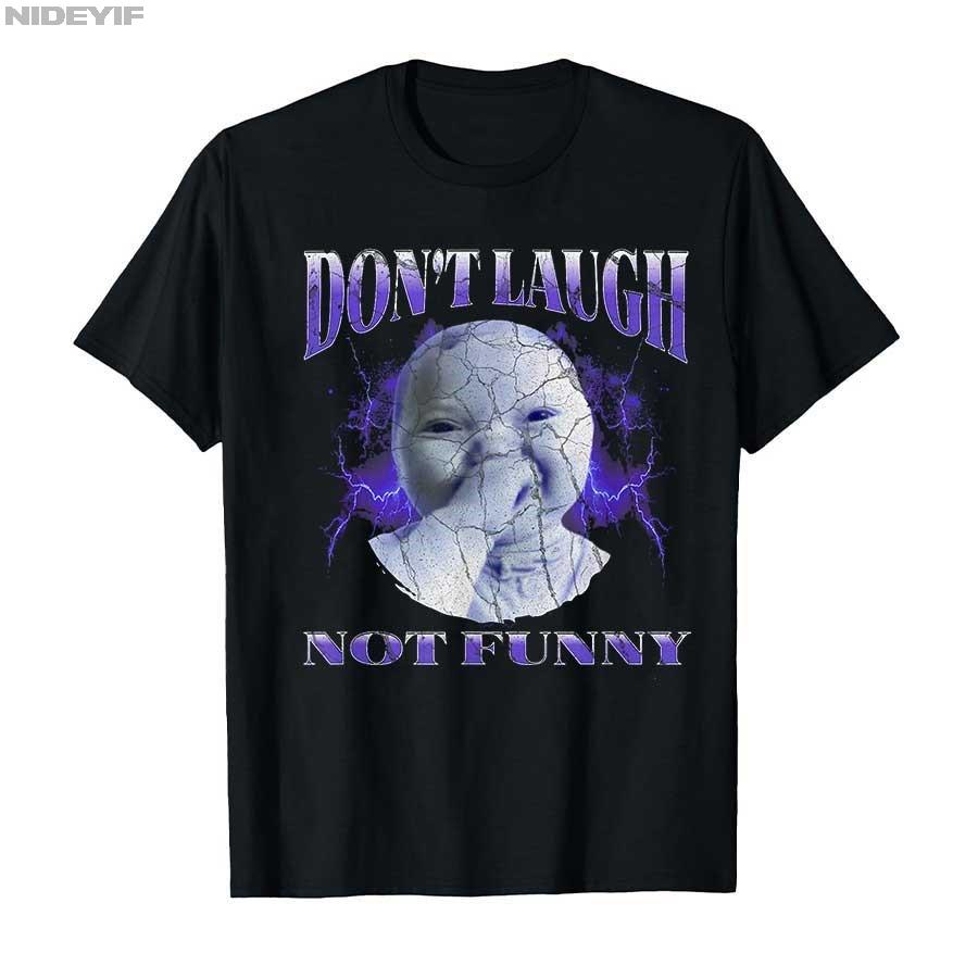 Funny AI Baby Holding Laugh Meme Viral Trend T-shirt For Men Women 100% Cotton T Shirts Short Sleeve Tops 1121-2