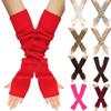 Lolita Style Long Fingerless Gloves Women Winter Arm Warmer Knitted Arm Sleeve Casual Soft Girls Punk Gothic Mittens