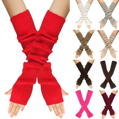 Guanti lunghi senza dita stile Lolita da donna, scaldabraccia invernali, maniche a braccio in maglia, morbidi e casual per ragazze, guanti punk gotici