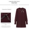 2025 Rhinestone High Neck Knit Midi Dress for Petite Women