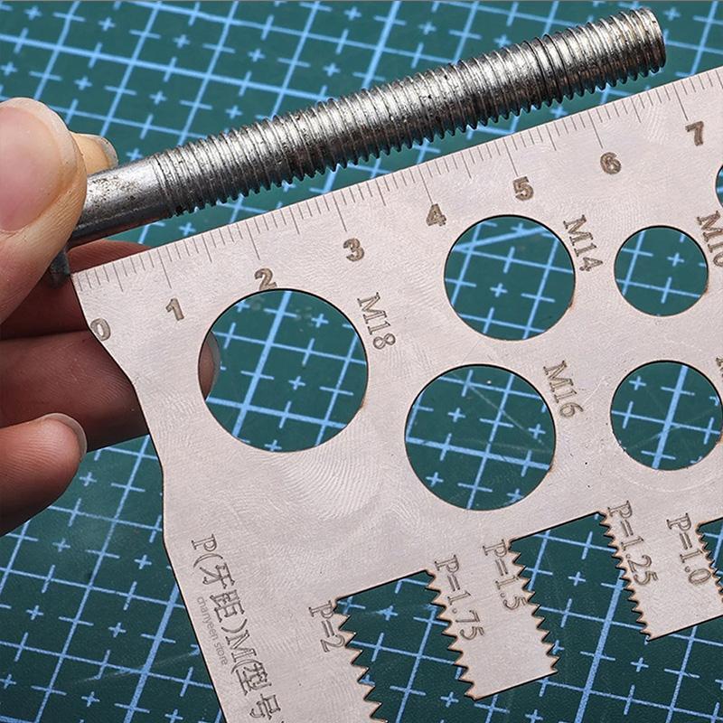 For Measuring Screw Pitch Bit Bolt Nut Screw Thread Checker Screw Measurement Ruler Stainless Steel Caliper Metric