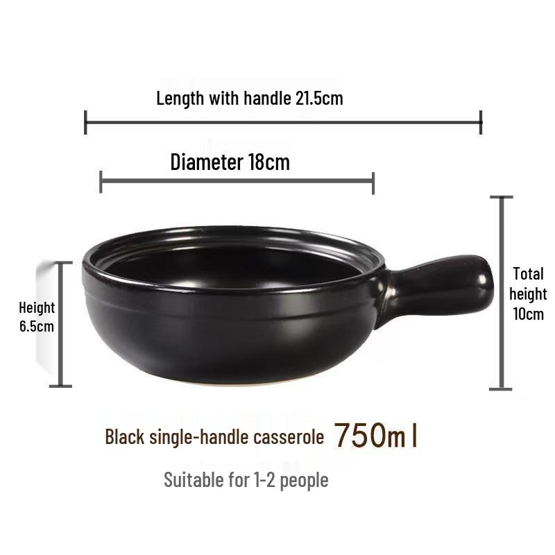 High-Temperature Resistant Clay Pot with Handle for Claypot Rice & Noodles - Durable, No Crack, Small Commercial Sand Pot