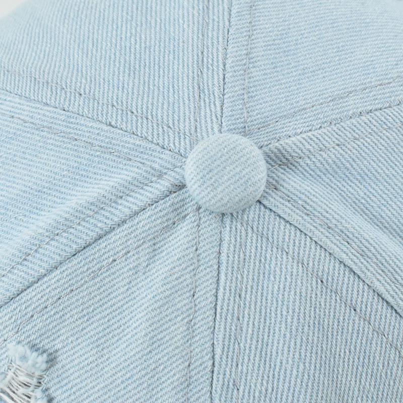 Women's Washed Denim Ripped Baseball Cap for Sun Protection