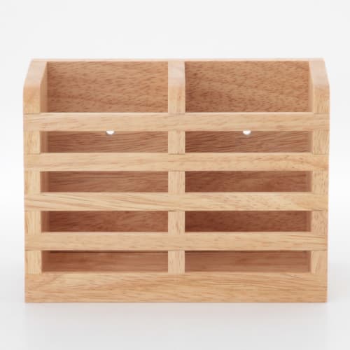 Fuji Boeki Chopstick Holder, Cutlery Stand, Width 18 X Depth 10 X Height 13cm, Natural Wood, with Dividers, Kitchen Storage, Bonheur, 96137