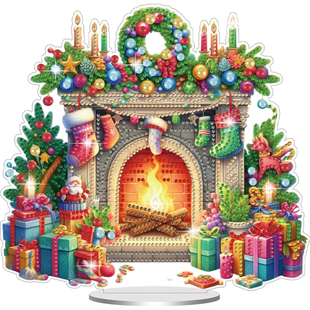 Acrylic 2D/Flat Christmas DIY Table Top Diamond Painting Ornament Kits Desktop Diamond Art Kits for Home Office Desktop Decor