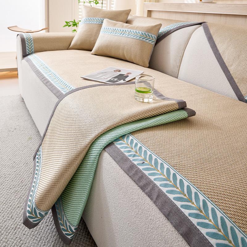 

Sofa Cushion, Summer Ice Rattan Mat, Simple Non-Slip Sofa Cover Towel, Summer Ice Silk Straight Row Sofa Seat Cushion 70*70cm