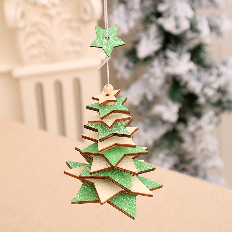 Christmas Decorations Wooden Bell Pendants Wind Chimes Pendants Christmas Tree Three-dimensional Small Pendants Christmas Gifts
