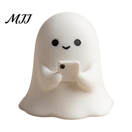 Ghost Gift for Halloween Figurine, 3D Printed Cute Rock Statue, Small Flat Surface Decor Funny Coffee Table Centerpieces Shelf Mantel Ornaments