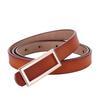 Leather Women Belt With Simple Smooth Buckle For Casual Pants And Office Wear