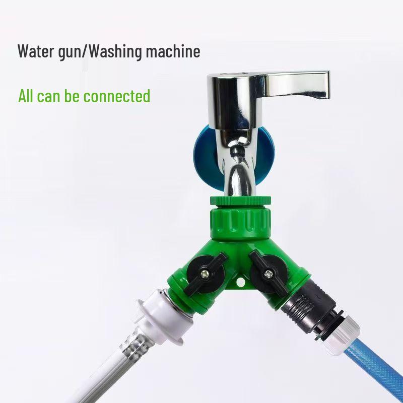 Quick Water Hose Splitter: Universal Two-Nipple Adapter for Garden and Greenhouse Irrigation