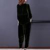2pcs Pants Suits Autumn Retro Women's V Neck Plus-size Velvet Blouse High-waist Velvet Harem Pants Two-piece Set