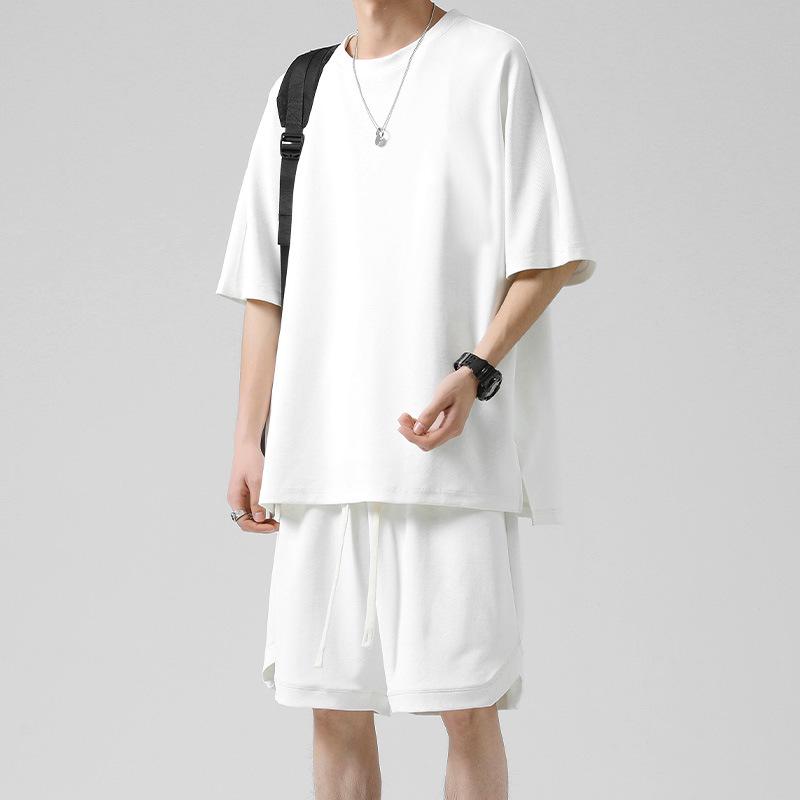 Plus Size 8XL Summer Sports Set: Lightweight Short Sleeve Shirt & Shorts for Men