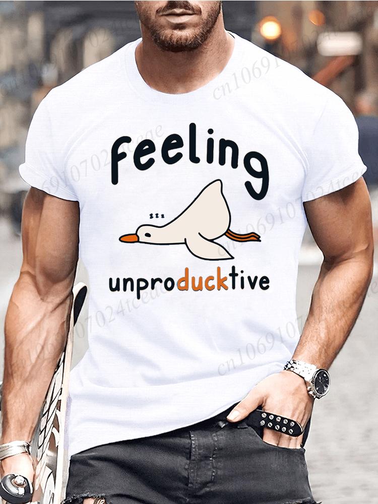 

Feeling Unproduckive Shirts for Men Funny Lazy Goose Tshirts Harajuku Fashion Tshirt Loose Men Summer T Shirt Casual Clothing S