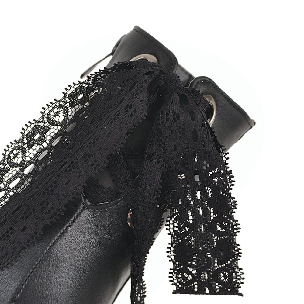 Fashion Elegant Short Boats Women Shoes Autumn Winter Women's Ankle Boots Platform Sweet Lace Black White Heeled Party Shoes Ladies
