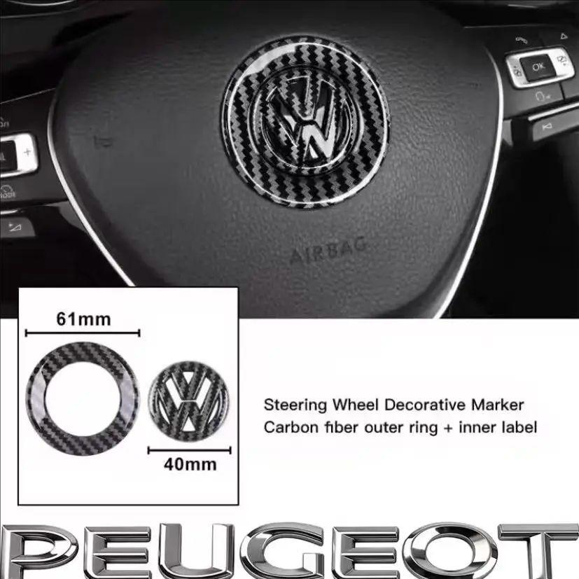 KUDFZ1 Car ABS Steering Wheel Emblem Trim Sticker Badge For VW GTI Golf Polo 6 7 Passat CC Tiguan T-ROC Jetta MK6 Taigo Arteon Hub Cap