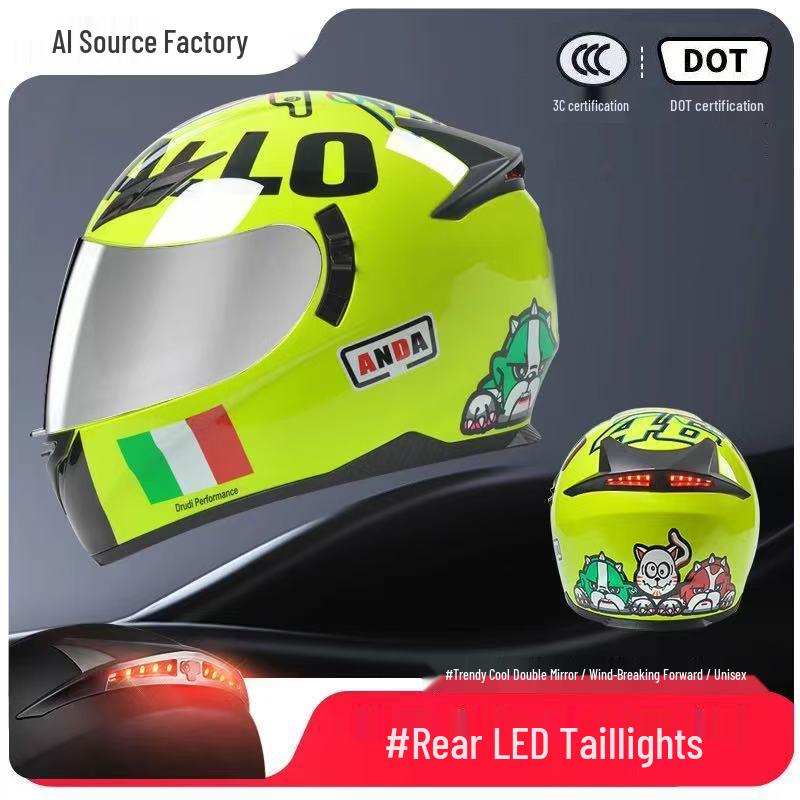3C Certified Full Face Motorcycle Helmet for Men & Women - All-Season, Trendy Autumn/Winter Design