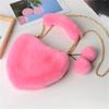 Faux Fur Heart-shaped Women Small Handbags Fluffy Plush Ladies Chain Shoulder Bag Female Furry Daily Clutch Purse