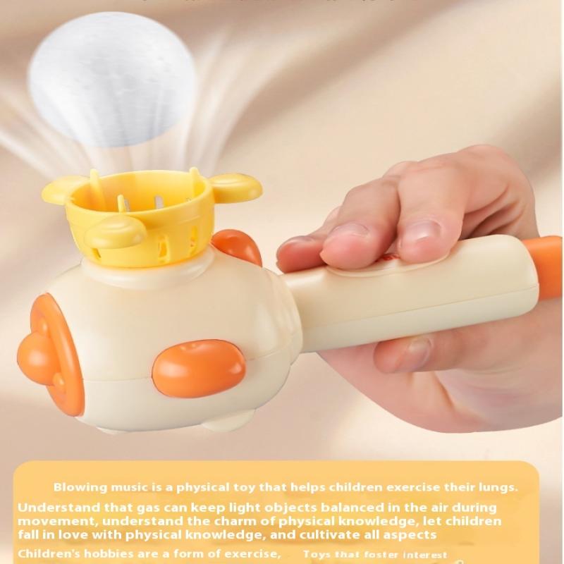Children'S Three In One Breathing Practice Toy Whistling Floating Blowpipe Ball Blowing Balloon Launcher Education Practice Toy
