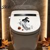 Waterproof Halloween Wall Stickers Toilet Sticker, Ghost And Skeleton Print Decals, PVC Easy Bathroom Decals Peel Stick Spooky Stickers, for